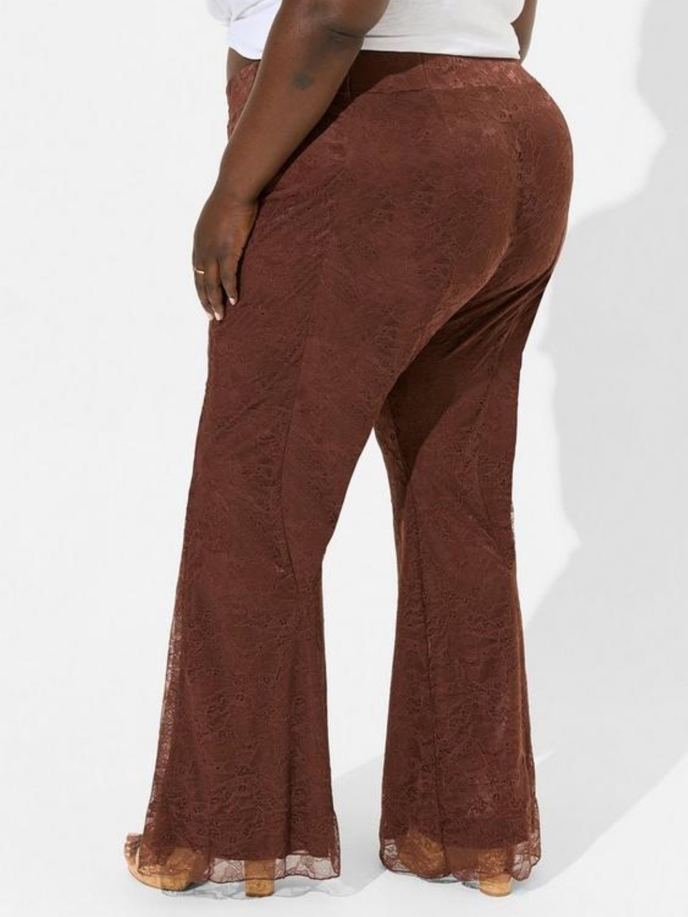 Brand New Torrid Festi Stretch Brown Lace Flare Pants Size 5 - Picture 3 of 7